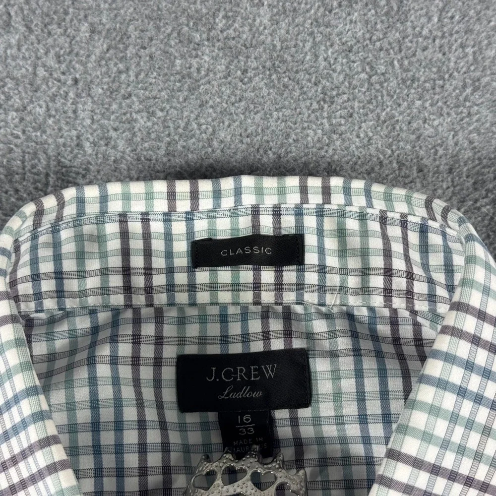 J Crew Ludlow Classic Fit Dress Shirt Mens 16 33 Check Stretch Long Sleeve